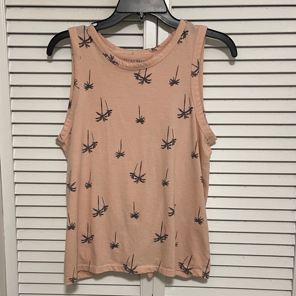 LUCKY BRAND TIE BACK PALM TREE TANK LADIES SIZE SMALL